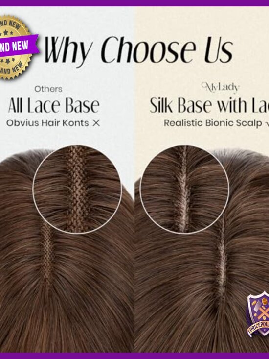 Human Hair Topper with Bangs Silk Base Clip-in 12 Inch 150% Density main image 7